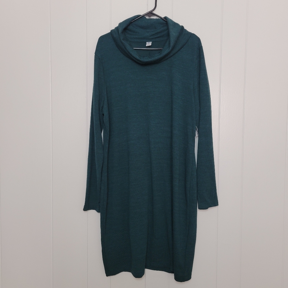 NWT Old Navy Cowl Neck Sweater Knit Dress Long Sleeve Winter Spruce Green XXL